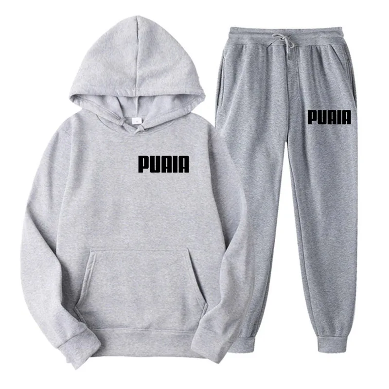 Moda PUAIA erkek kazak Hoody erkekler için erkek takım elbise bahar kadın adam setleri kadın eşofman spor Hoodies + Sweatpants