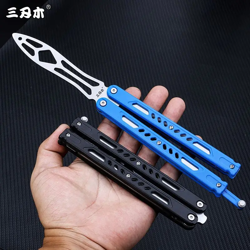 SANRENMU Hot Portable Folding Butterfly Knife CSGO Trainer Stainless Steel Pocket Practice Knife Training Tool for Outdoor Games
