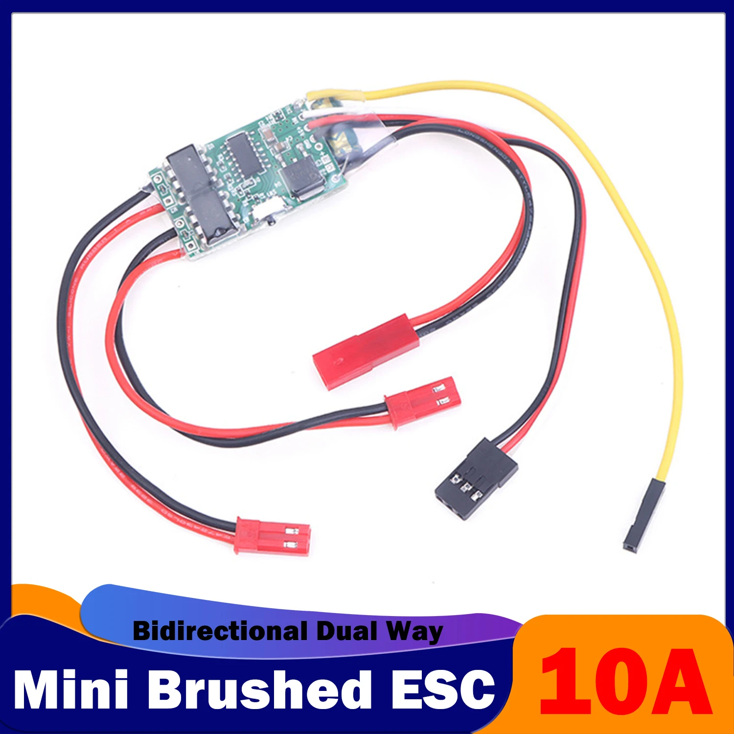 

10A Mini Brushed ESC Bidirectional Dual Way Motor Speed Controller 2S/3S 5A for 1/16 RC Car Differential Boat Tank Track Vehicle