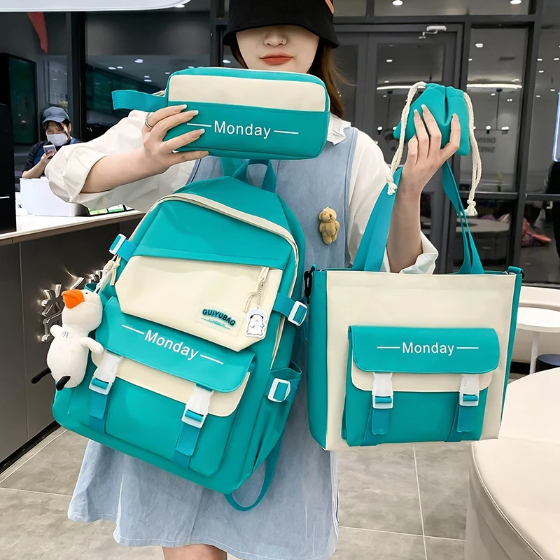 4 комплекта/шт. женский рюкзак для ноутбука школьные рюкзаки с лентами милый