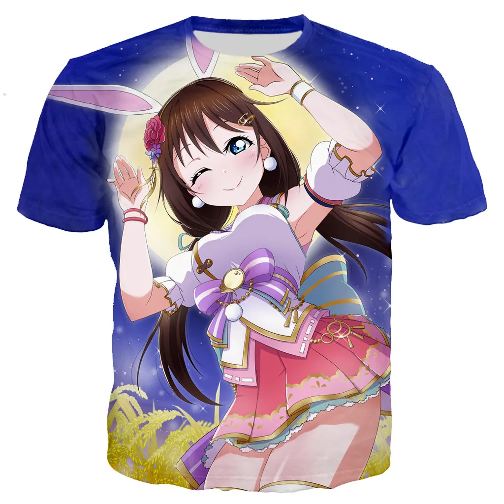 

Футболка мужская с 3D принтом, модная уличная одежда с аниме Love Live, повседневный Топ в стиле Харадзюку, на лето