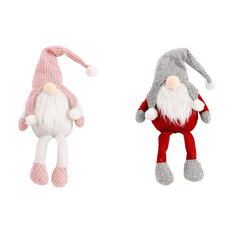 

Christmas Gnome Plush Gnome Decoration Faceless Doll With Long Legs Knitted Dwarf Elf Figurines Tabletop Decoration