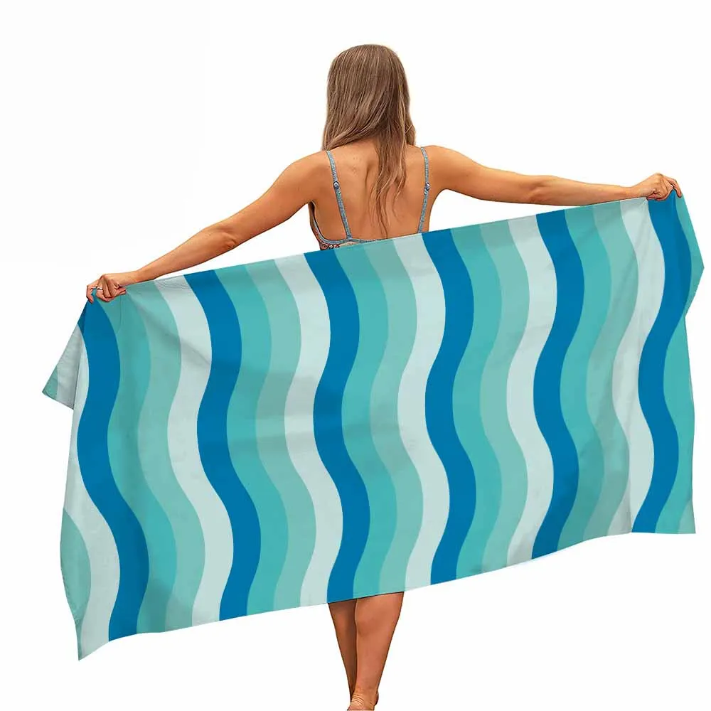 Красочное волнистое пляжное полотенце из микрофибры портативное быстросохнущее