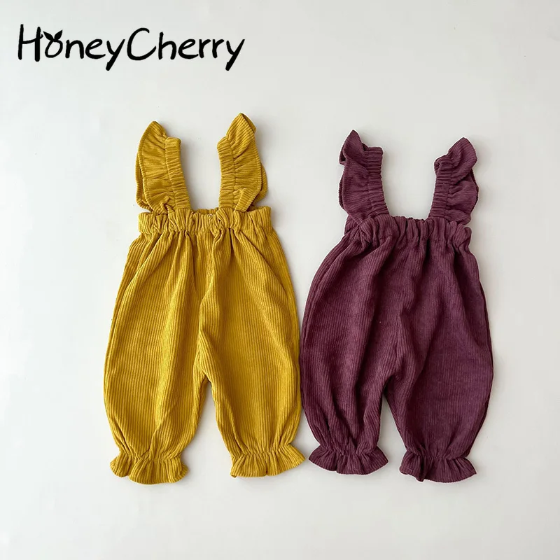 

HoneyCherry Girl's Corduroy Overalls Autumn Baby Girl Suspender Jumpsuit baby overalls