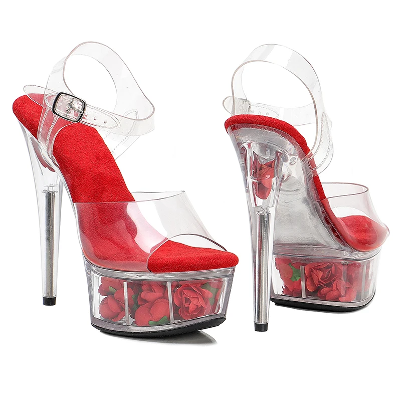 Leecab 6Inch/15cm High Heel Crystal Platform Party Sexy Clubbing Exotic Pole Dancing Dancer High Heels Sandals
