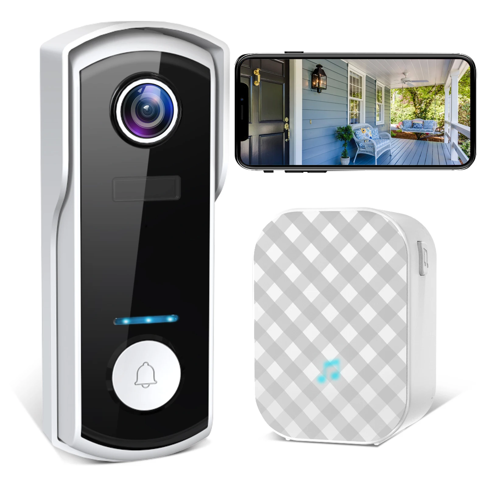 WitQi Smart Video Doorbell Camera WiFi Wireless Outdoor Door Bell 1080P Waterproof Chargeable IP65 Security Camera Ring Alarm