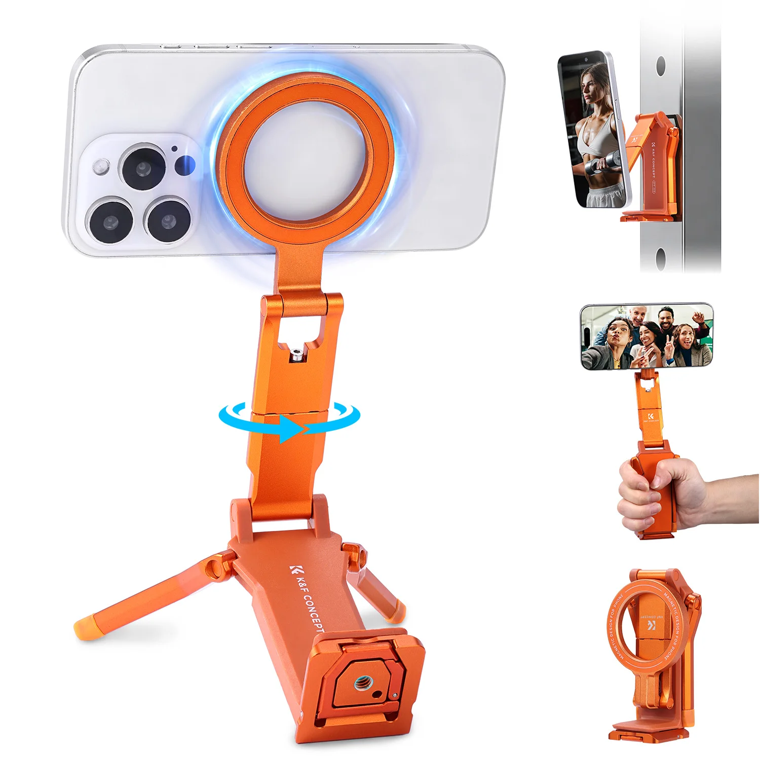 Фото K&F CONCEPT 360 °   Вращающийся магнитный штатив-трипод 4-в-1 для iPhone 17/16/15/14 Pro Max №2