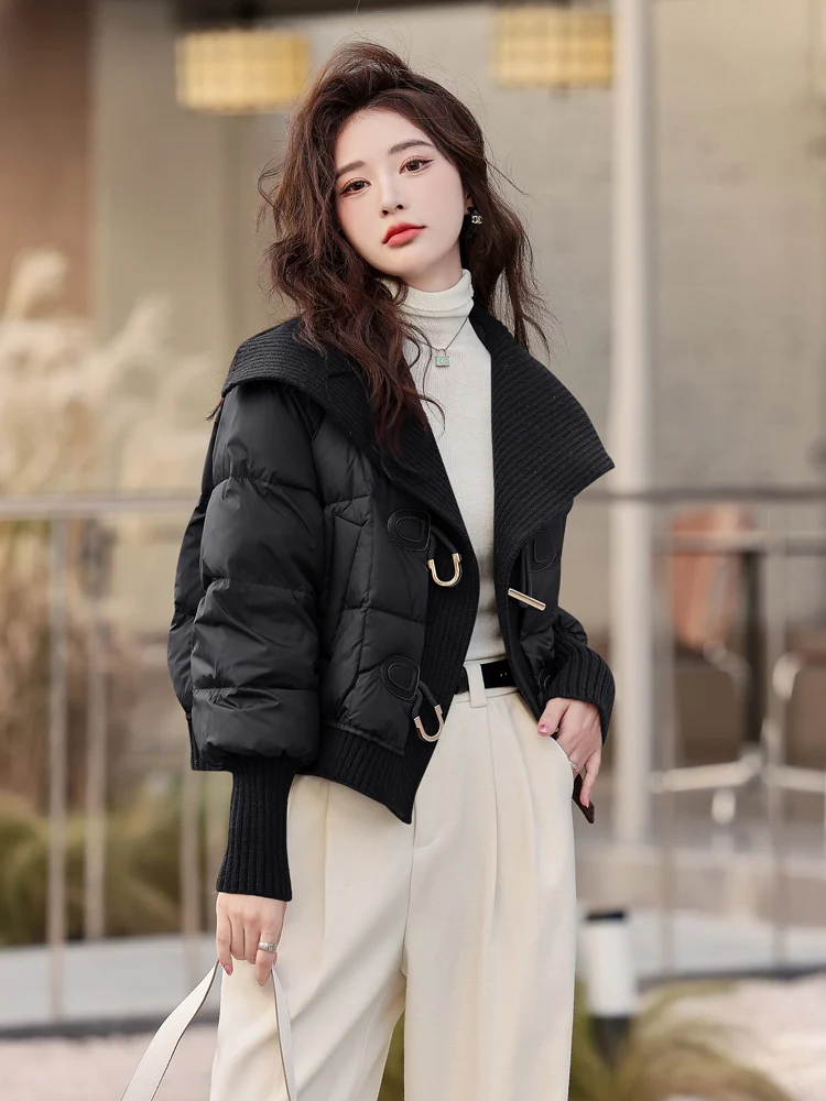 Лоскутный пуховик с хлопковой подкладкой женская одежда 2024 зимняя новая модная