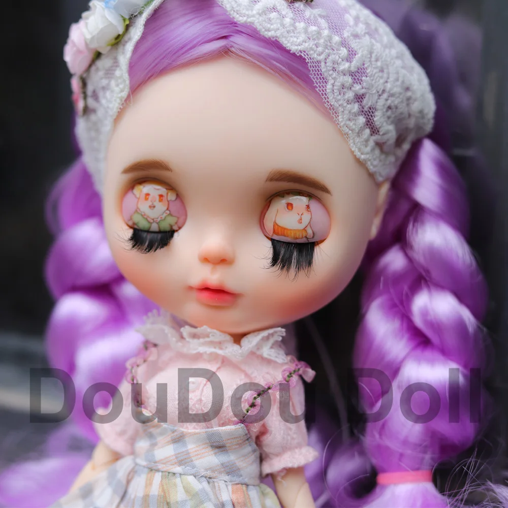 

TBL 19 joint blyth doll with makeup face white skin with hair Girl gift DIY cute rabbit teeth expressions makeup doll 6.11.3