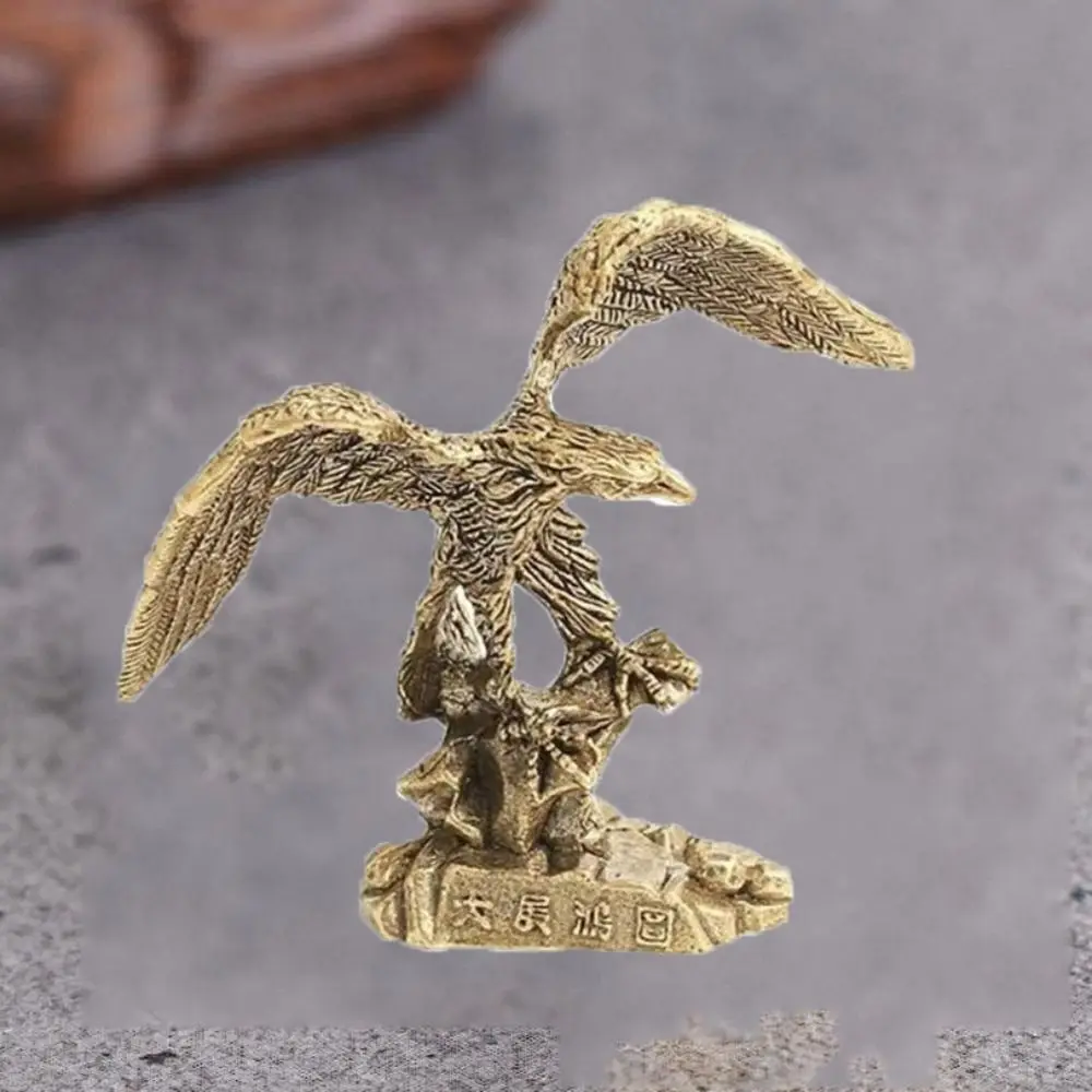 

Solid Brass Vintage Lucky Eagle Figurines Miniatures Desk Ornament Home Feng Shui Decoration Crafts Accessories Collections
