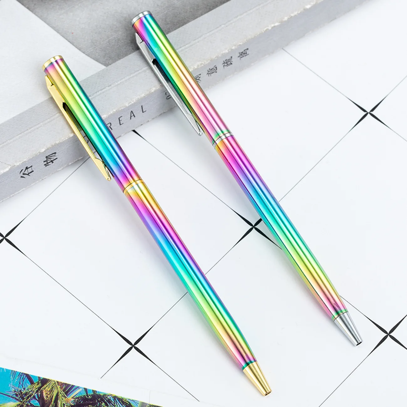 

20Pcs Gradient Metal Ballpoint pen Cute Rotary Ball pens Business pen office School writing supplies
