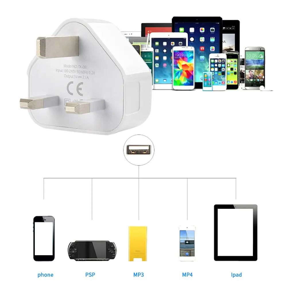 Универсальное сетевое зарядное устройство с 1/2/3 портами USB и вилкой Стандарта