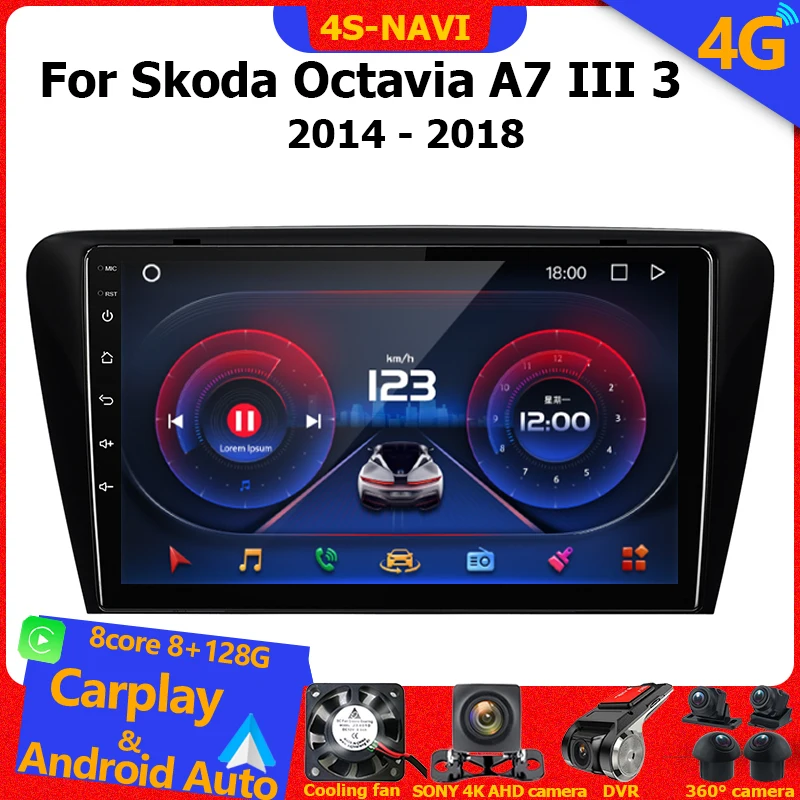 

Автомагнитола Carplay 2din на Android, мультимедийный плеер с GPS-навигацией для Skoda Octavia A7 III 3 2014-2018, автомагнитола