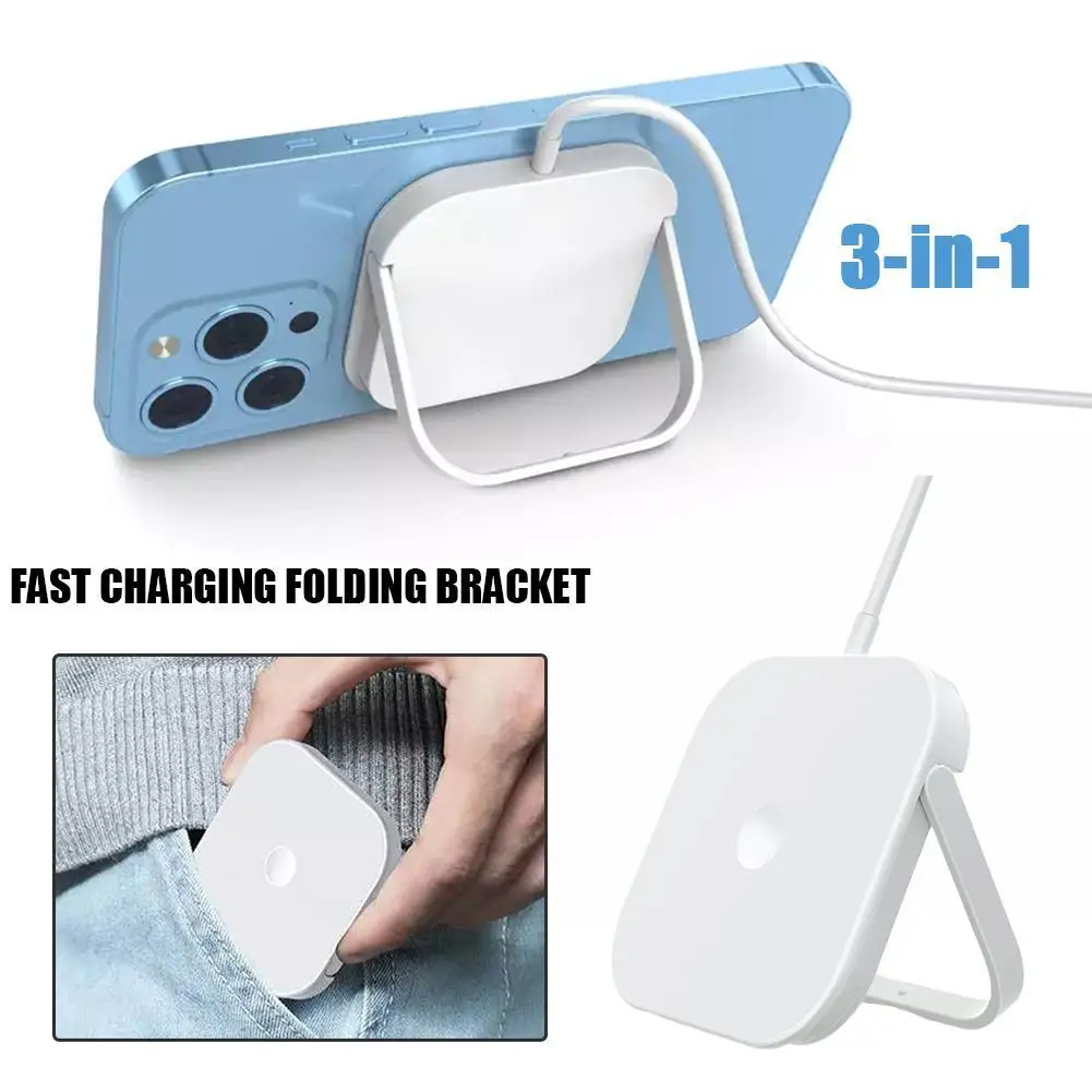 

15W Magnetic Wireless Charger 3 In 1 Foldable Phone Holder For IPhone 14 13 12 For Magsafe Airpods IWatch 7 6 Fast Chargers