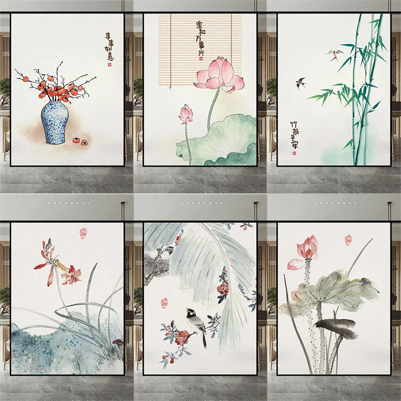 

Windows Privacy Film Church Style Stained Glass Window Stickers Static Cling Decorative Frosted Window Films Customized Size