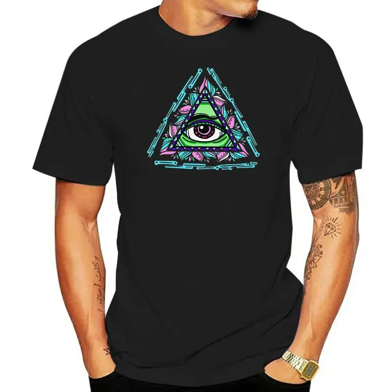 

Colorful Ornamented Illuminati Men's Eye T Shirt for Men Printed T-shirt Pure Cotton Men Summer Short Sleeves Cotton Fashion