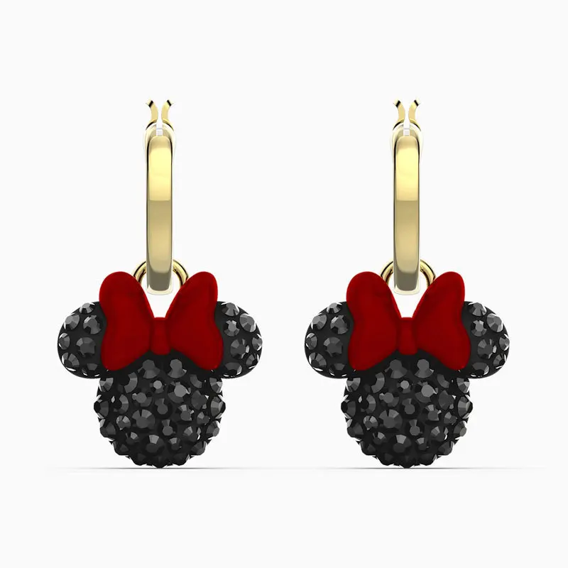 

Disney's New Charming Mickey Mouse Minnie Dynamic Dazzling Black Crystal Earrings Cartoon Jewelry for Girlfriend Birthday Gift