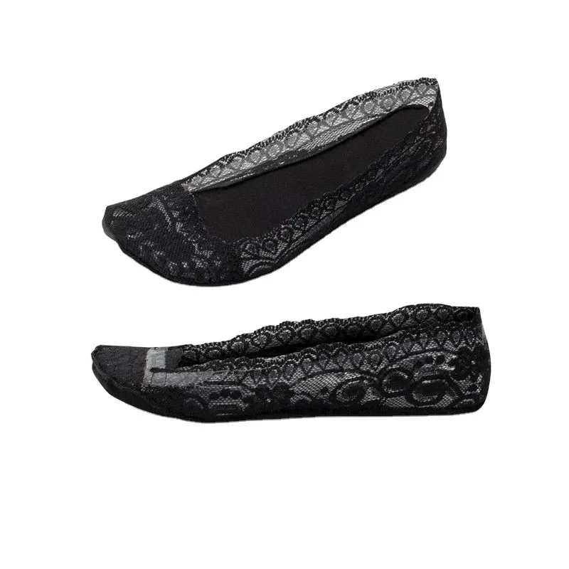 Lace boat socks women's silicone non-slip large size women's socks summer 40-43 pure cotton shallow mouth invisible socks