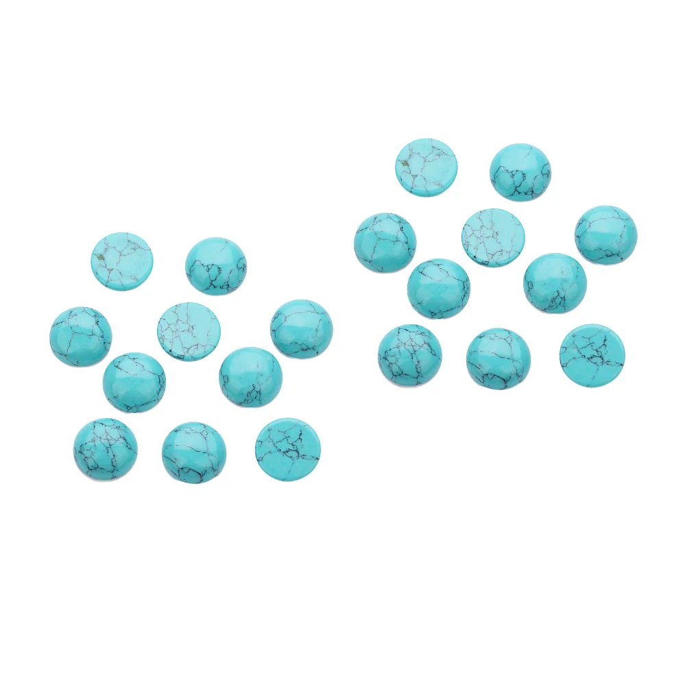 

20 Pcs Beads Bulk Round Glass Natural Synthetic Turquoise Crystal Blue Decor Flat Back Cabochons Gemstone Semi-precious Stones