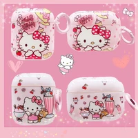 hello kitty airpods case 12 pro 3 kawaii pink girls cute anime periphery hanging ring easy disassemble lovely girlfriend gift