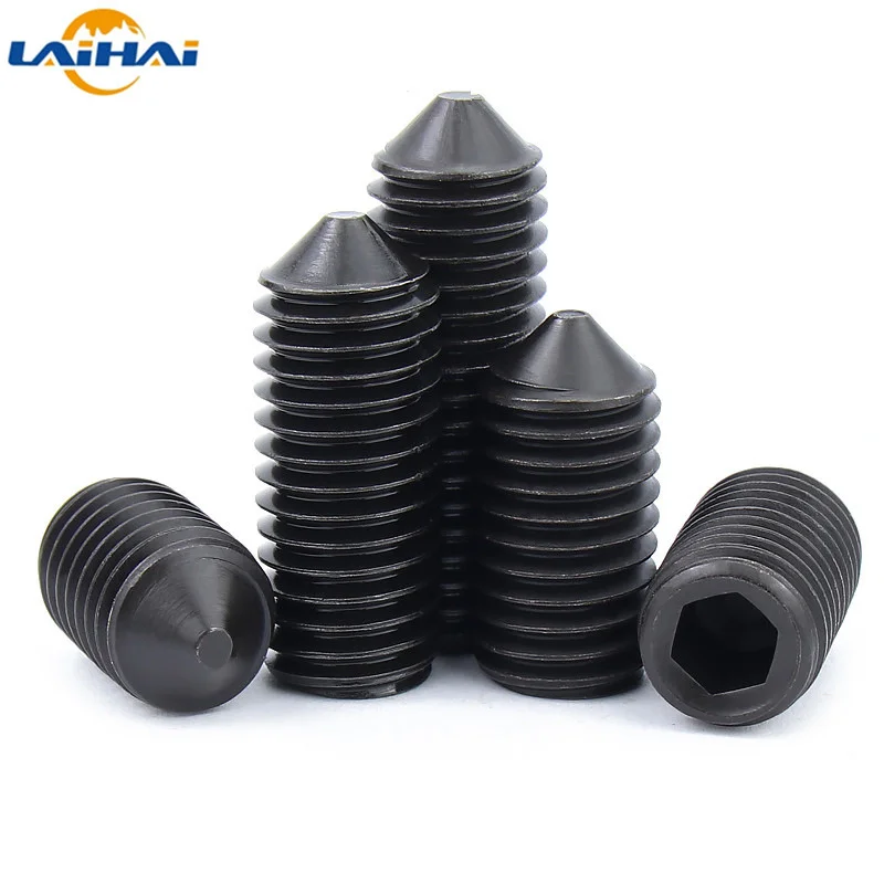 

1/10/50 M6 M8 M10 M12 M16 DIN914 Black grade 12.9 steel Hex Hexagon Socket Cone Point Grub Set Screw Allen Head Tapered End Bolt