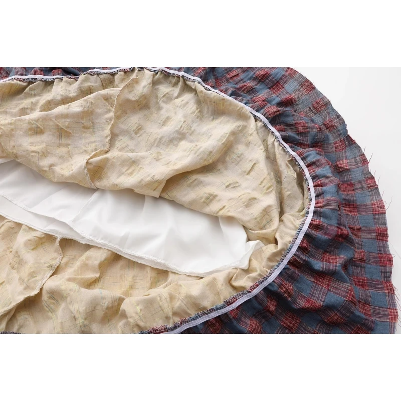 Женская клетчатая юбка составного кроя винтажная уличная юбка-трапеция в стиле