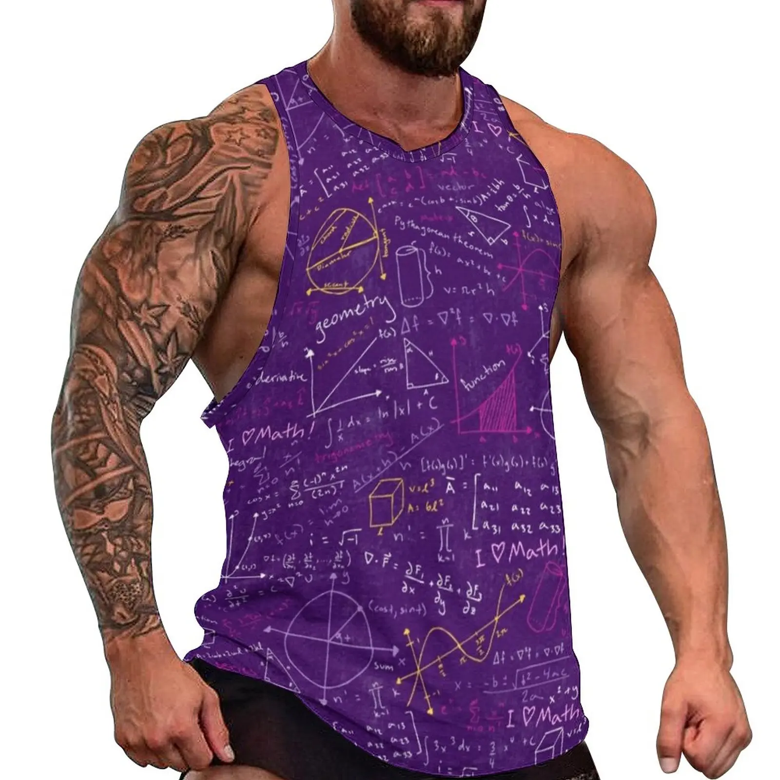 

Math Lessons Tank Top Males Cool Pi Day Print Tops Summer Graphic Workout Cool Oversized Sleeveless Vests