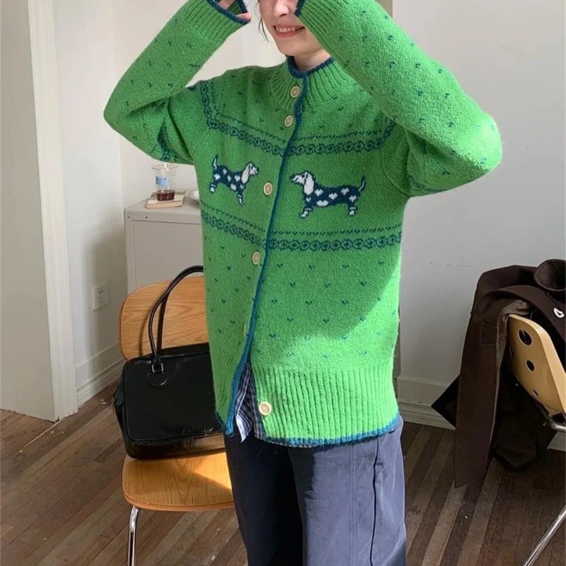 Винтажный вязаный кардиган Deeptown Fair Isle женский рождественский свитер с длинными