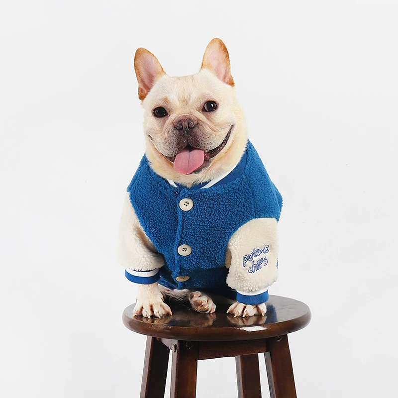 

Зимняя плюшевая и толстая бейсбольная куртка для домашних собак, пальто, свитер, толстовка для маленьких и средних собак, французский бульдог, шнауцер, Мопса