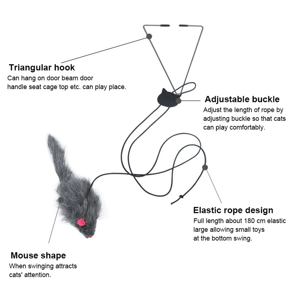 

Adjustable Door Window Hanging Mouse Interactive Cat Toys Mice Butterfly Flutter Teaser Self Palying Pet Toys for Cats Kitten