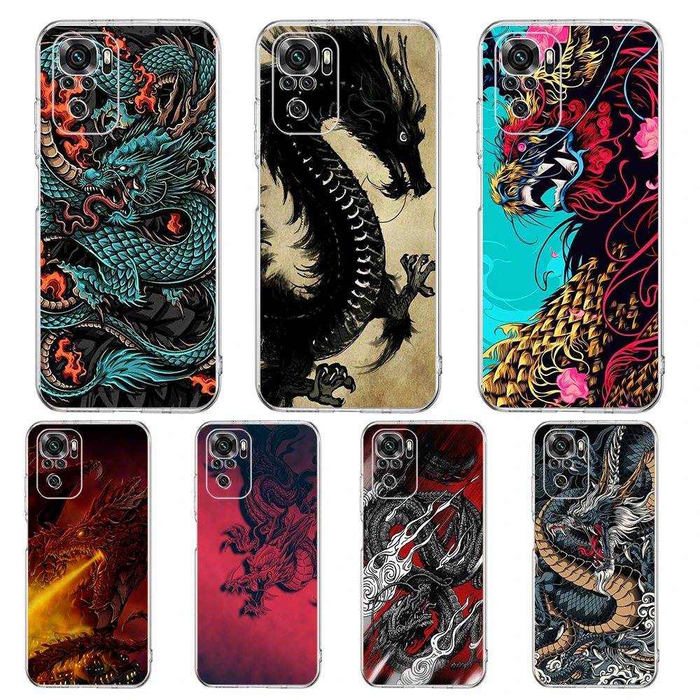 

Dragon Painting Transparent Phone Case for Redmi 10c Note 11 11T 8A 9A 9C 8 9 10 K40 Plus 12 Pro 4G Soft Cover Shell Fundas Capa