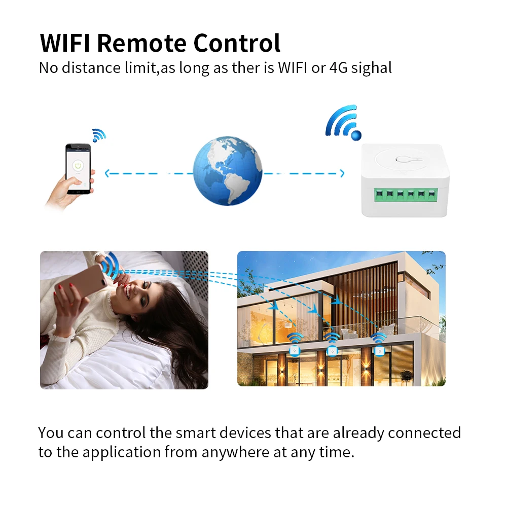 Маленький переключатель Tuya с возможностью подключения к Wi-Fi на 16 Ампер и 10 реле