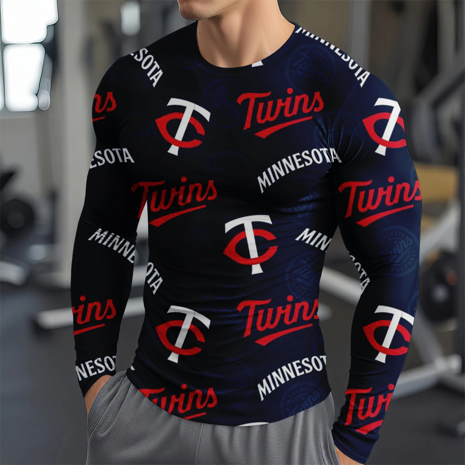 Мужская Футболка С Длинным Рукавом Бейсбольная Команда Пуловер 3D Принтом