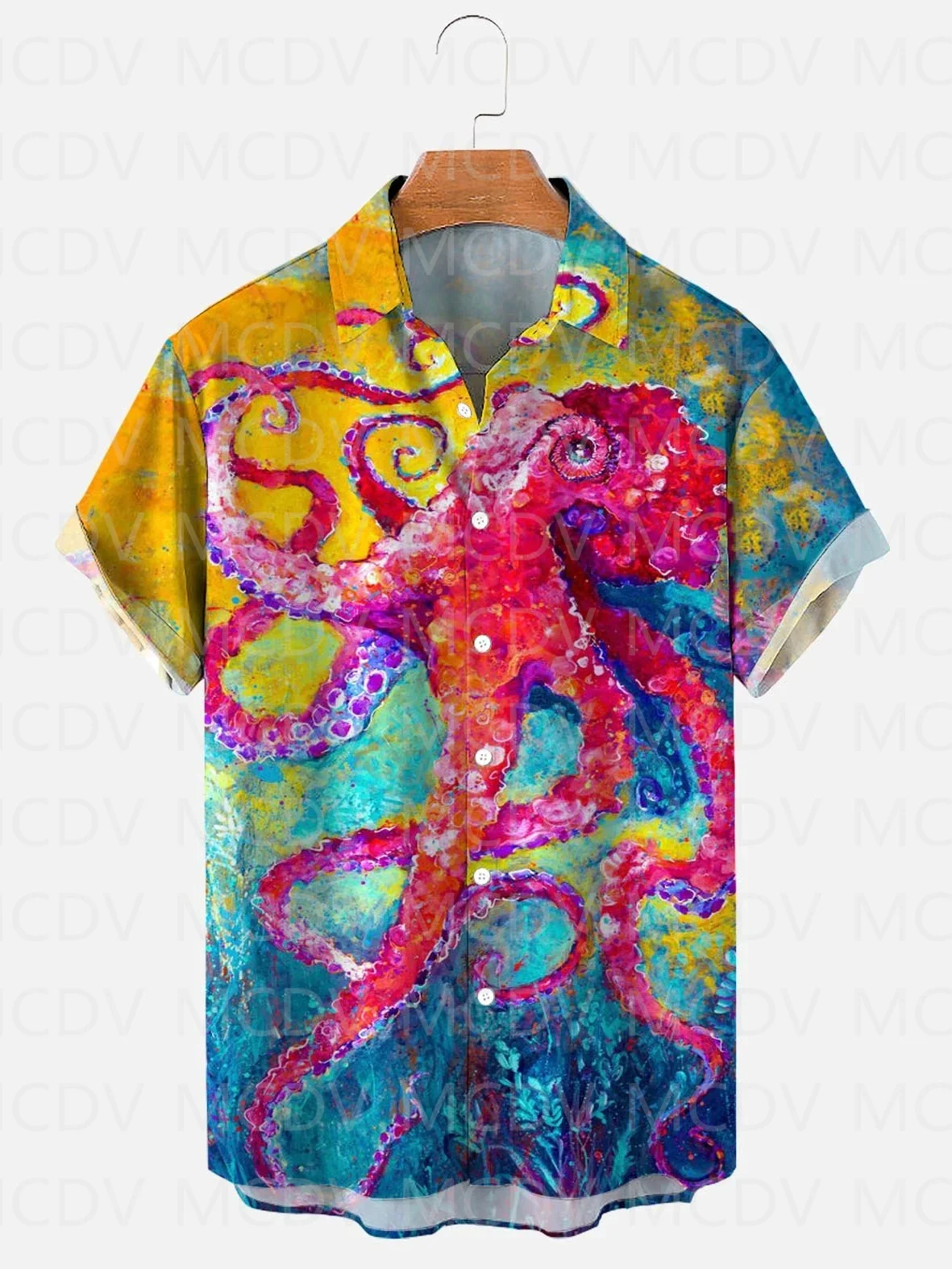 Мужские Пляжные Гавайские рубашки для отпуска с рисунком осьминога, павлинов, перьев, радужного океана, галстука алохи