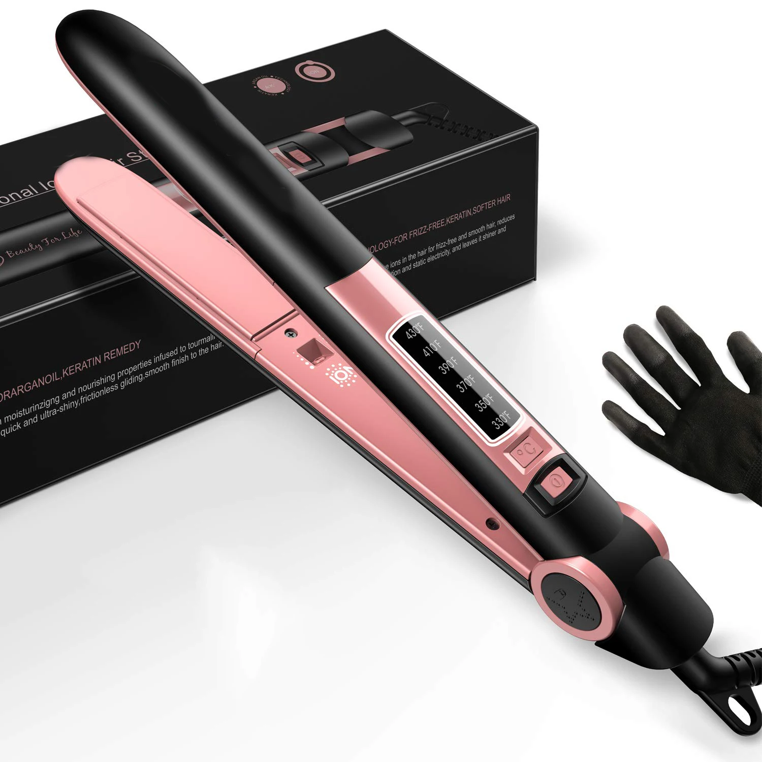 

Hair Straightener Flat Iron For Black Hair Flat Irons Ceramic Tourmaline Ionic Hair Straighteners 1 inch 430℉ Curling Flat Iron