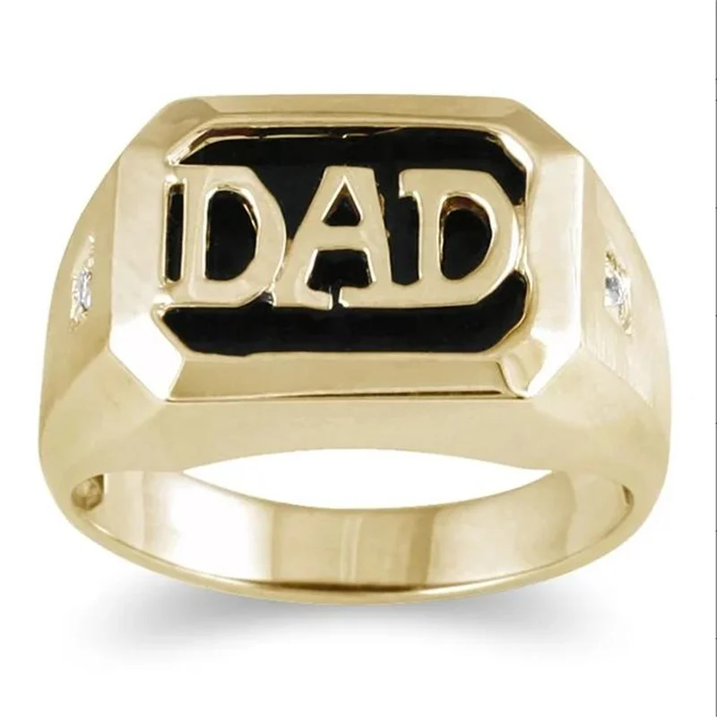 

Wholesale New Golden Alphabet Letters "DAD"Father's Day Ring For Men Fashion Jewelry Hand Accessories Size 6-10