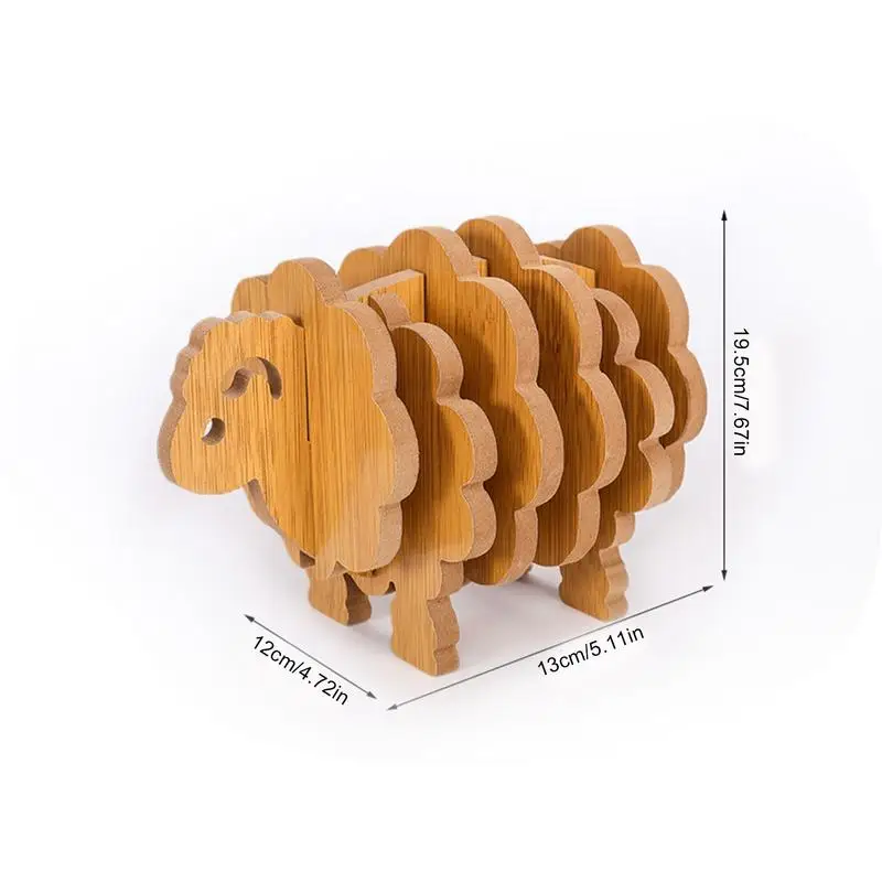 Кухонные подставки милые деревянные для напитков в виде животных штабелируемые