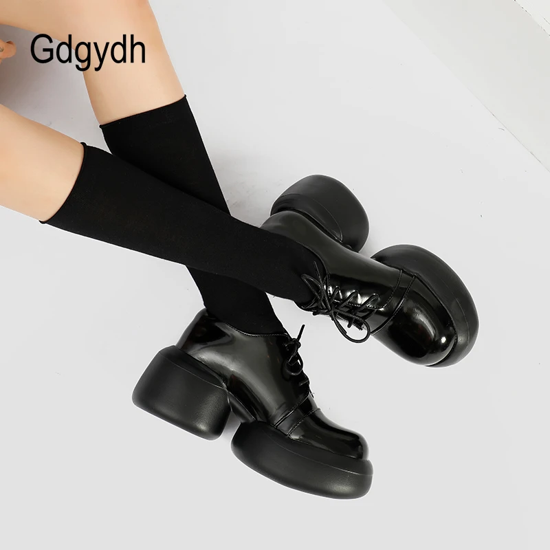 

Gdgydh Womens Punk Lolita Shoes Round Heel Platform Oxfords Lace Up Japanese Style Big Toe Wide Width Fashion Casual Sneakers