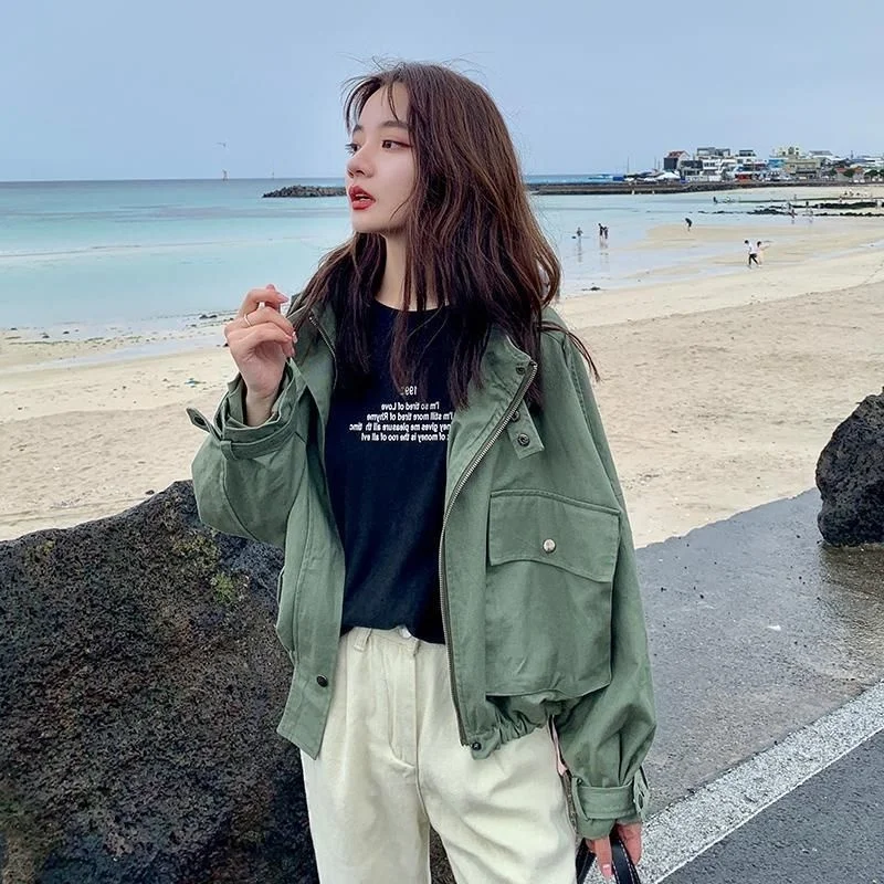 

Early Autumn Work Coat Women's Spring And Autumn 2021 New Short Korean Loose Versatile Ins Fashion Jacket Windbreaker