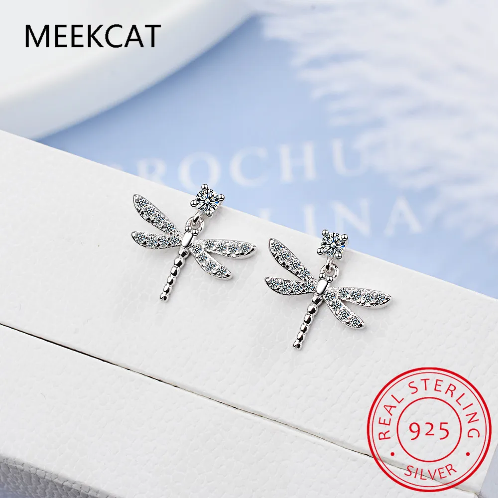 Настоящее серебро 925 пробы модные милые крошечные серьги-гвоздики с насекомыми и