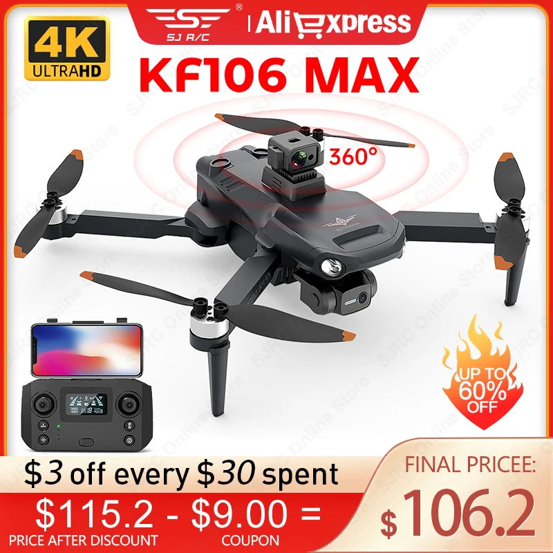 

KF106 / KF106 Max FPV Drone 4k Profesional 3-Axis Gimbal HD Camera Dron 5G GPS Brushless Motor RC Quadcopter VS KF102 Drones