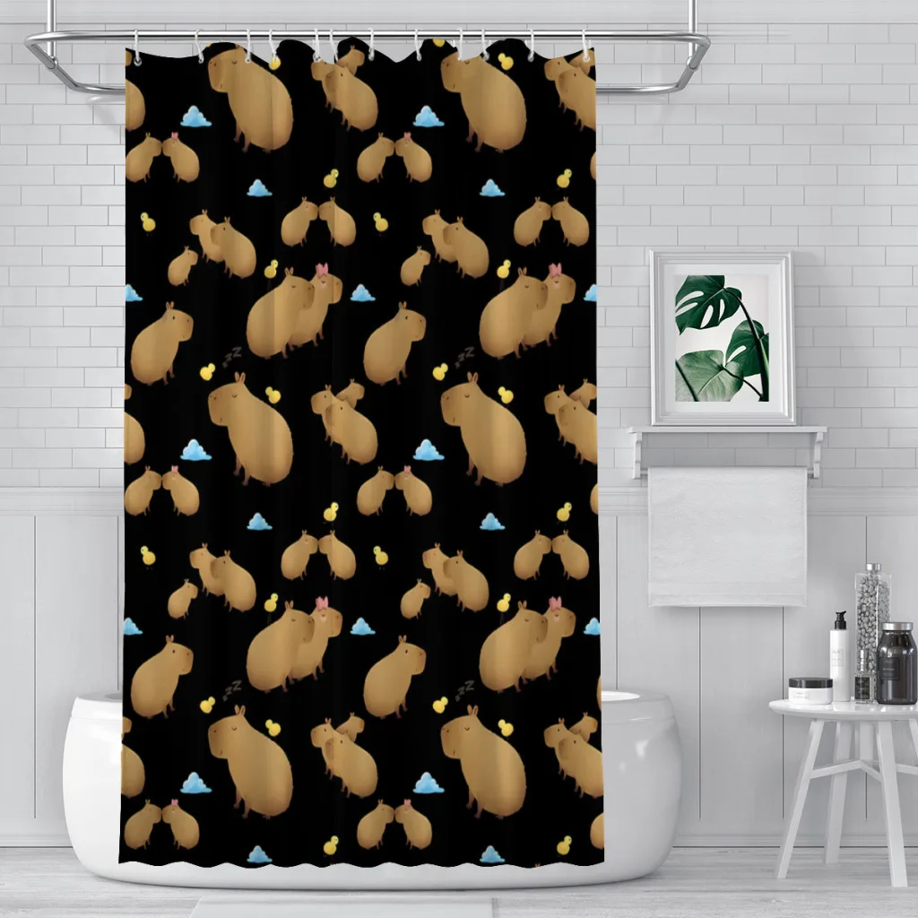 

Chill Cute Bathroom Shower Curtains Capybara Cute Animal Waterproof Partition Curtain Funny Home Decor Accessories