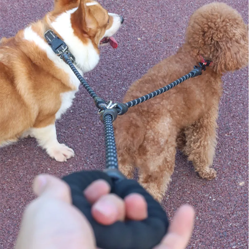 Светоотражающий Поводок для собак двойной поводок с мягкой подкладкой прогулок