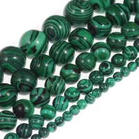 synthesis malachite loose beads natural gemstone smooth round spacer bead for jewelry making