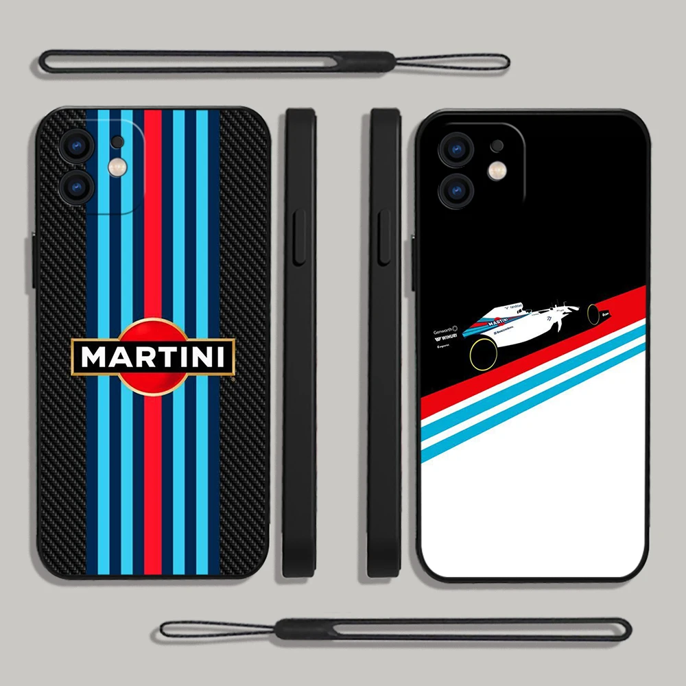 

Martini Racing Horizontal Stripe Phone Case For iPhone 14 13 12 11 Pro Max Mini X XR XS MAX SE20 8 7 Plus Cases with Hand Strap