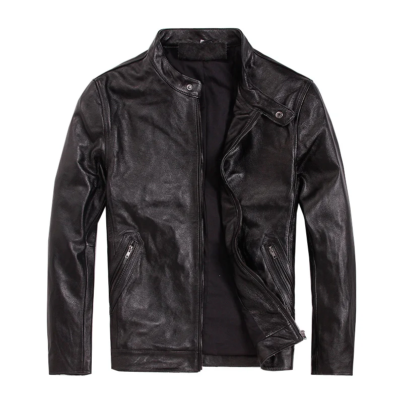 

Бесплатная доставка, Мужская модная куртка из натуральной кожи, брендовая крутая мужская кожаная куртка, повседневные стильные куртки, распродажа
