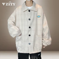 large plaid jacket mens autumn and spring joker leisure jacket new trend loose handsome short japanese fashion coat