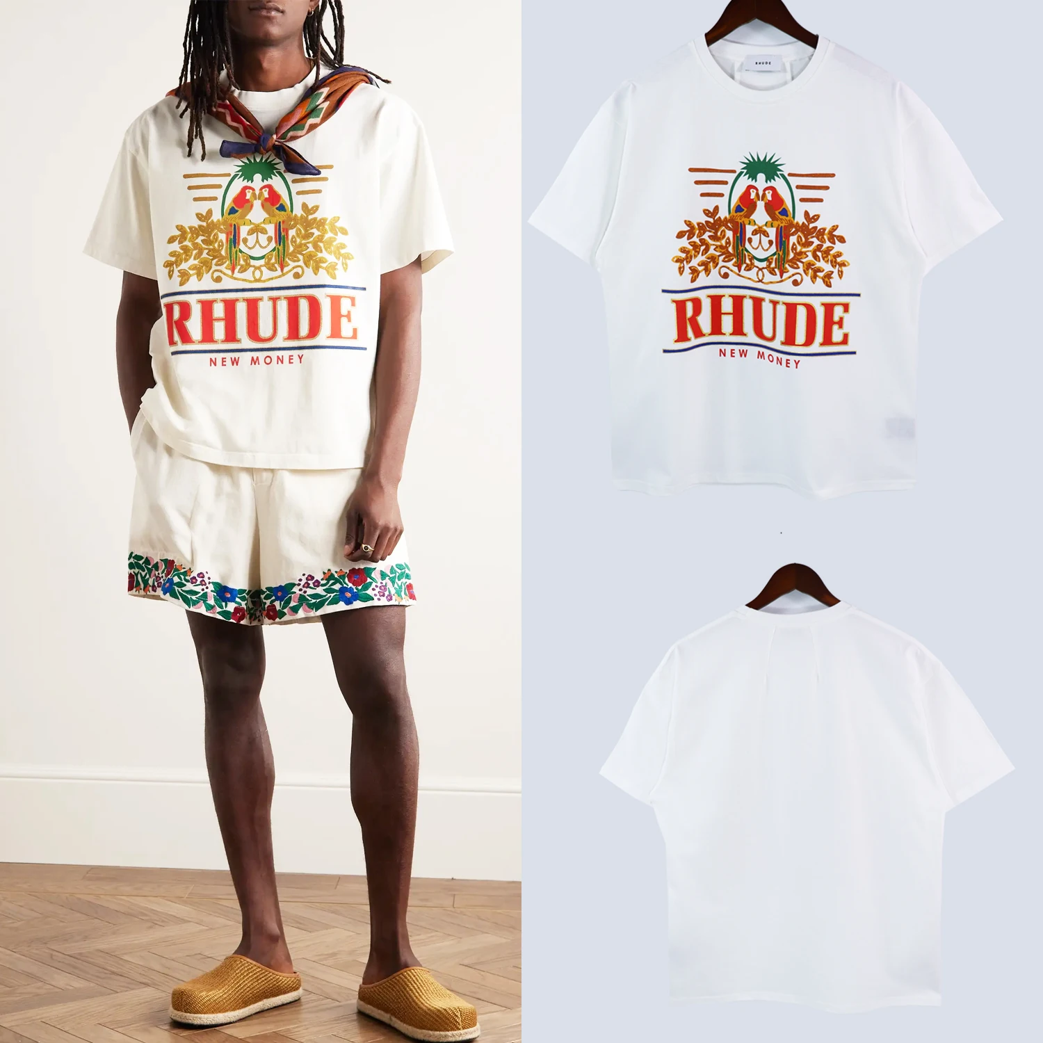 

23 ss RHUDE letters letters T Shirt Men Women High Quality Casual T-shirts Men Women 1:1 Fashion Casual Tops Tee