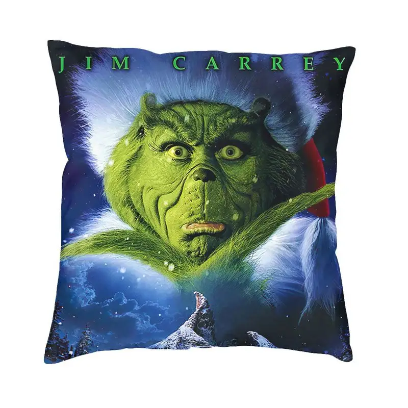 Nordic Style Green Haired Grinch Throw Pillow Case Home Decorative Custom Square Cushion Cover 40x40 Pillowcover for Sofa
