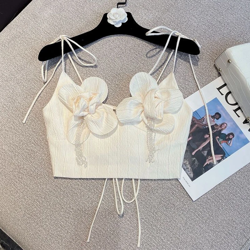 Summer new   shoulder strap, small chest strap  women clothes  corset top  tank top women  white crop top  lace tank top women